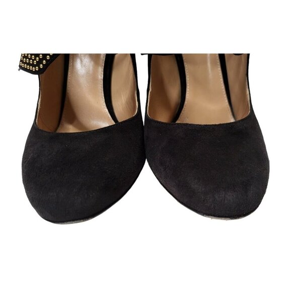 Chloé Mike Black Suede Studded Bow Cut-Out Heel Bootie - Picture 6 of 16